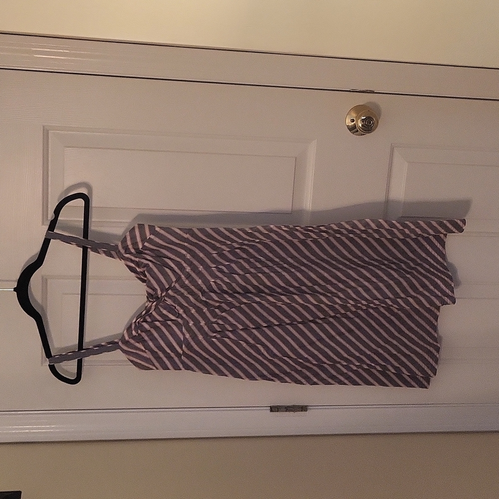 NWOT American Eagle Sundress in Gray, Red, and White Stripe, Size 8